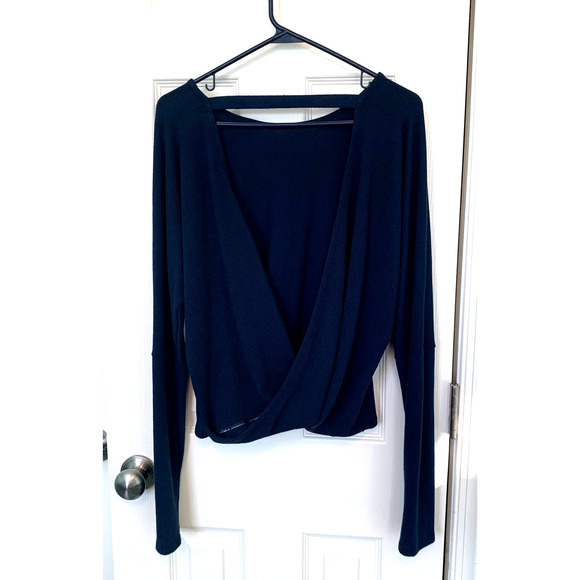 Jolie Navy Blue Long‎ Sleeve Wrap Top Women's Size S/M - Picture 2 of 3
